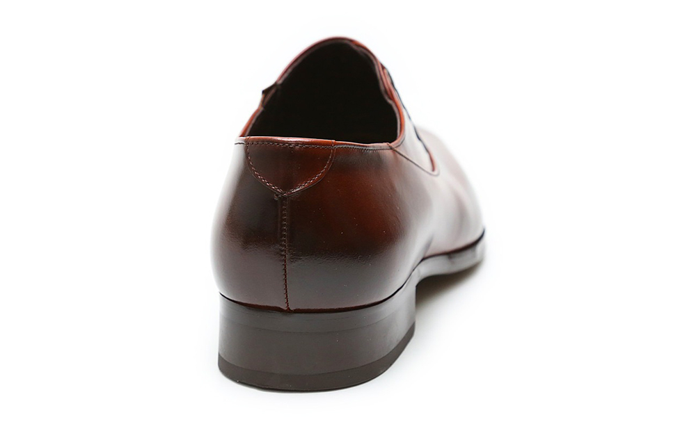 クインクラシコ 革靴 25005S〈ブラウン〉 (サイズ：26.5cm) 紳士靴 幅広 甲高 ビジネスシューズ サイドレース エラスティック スリッポン 牛革 ブラウン 26.5cm