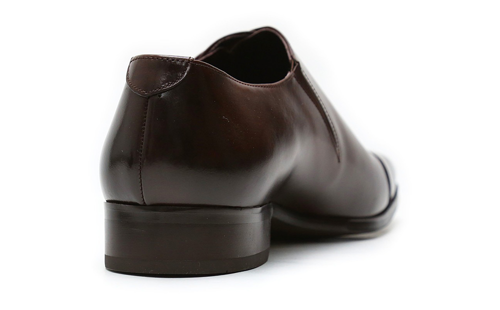 クインクラシコ 革靴 25005S〈ダークブラウン〉 (サイズ：25.0cm) 紳士靴 幅広 甲高 ビジネスシューズ サイドレース エラスティック スリッポン 牛革 ダークブラウン 25.0cm