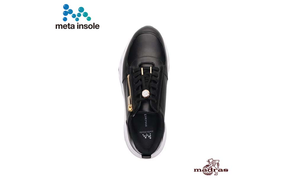 【マドラス 婦人靴】特許meta insole搭載madrasリカバリーシューズ [MADRAS MAL9136MT] レザースニーカー (ブラック、7サイズ) ブラック 7サイズ（24.0cm～24.5cm相当）