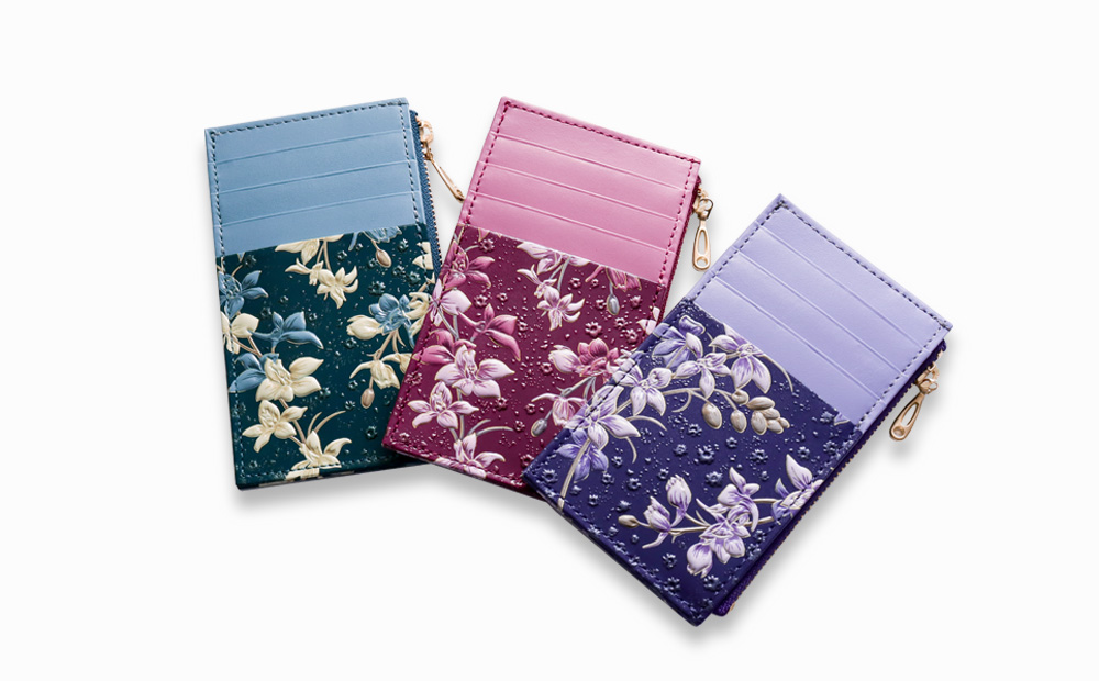 【浅草文庫】フラグメントケース〈千鳥草柄〉(カラー：ボルドー) ボルドー