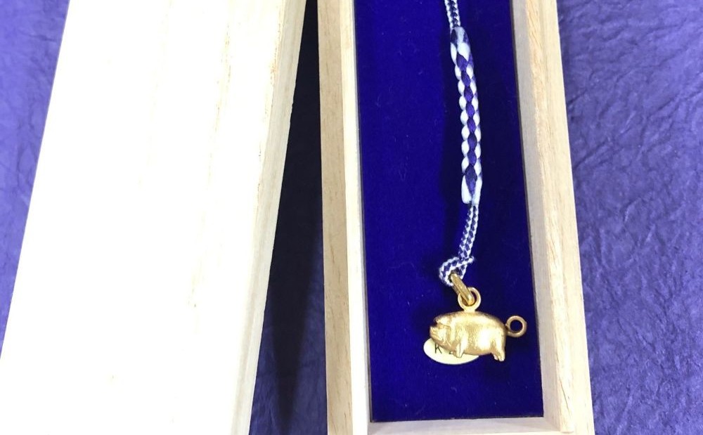 [K24] 純金製根付 とんとん拍子