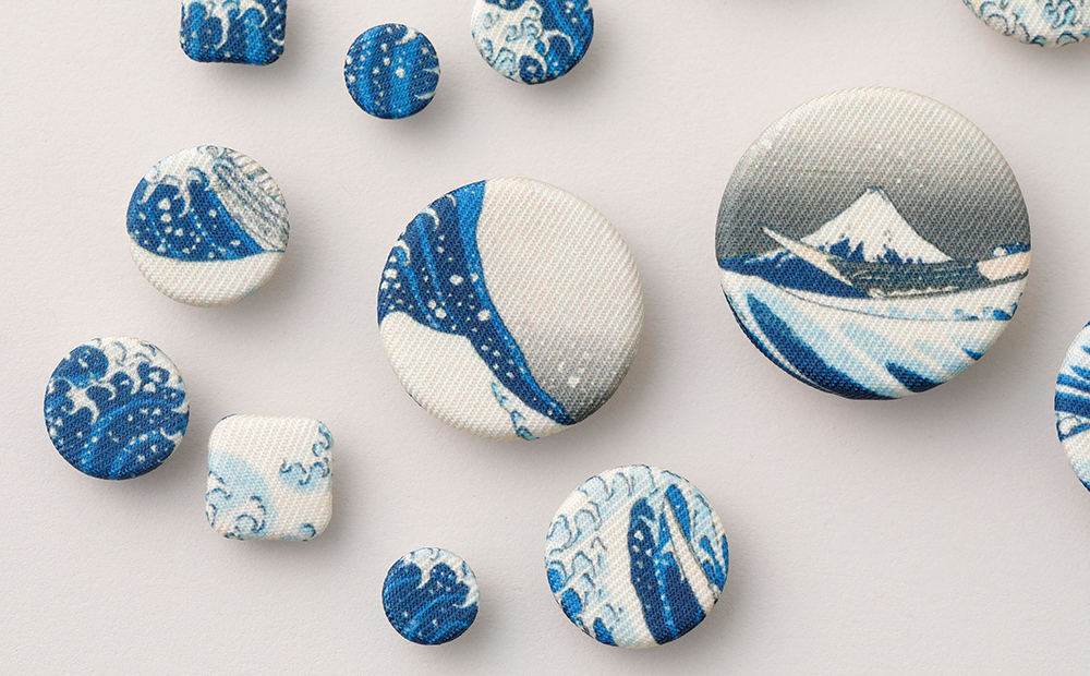 浮世絵くるみボタン 神奈川沖浪裏