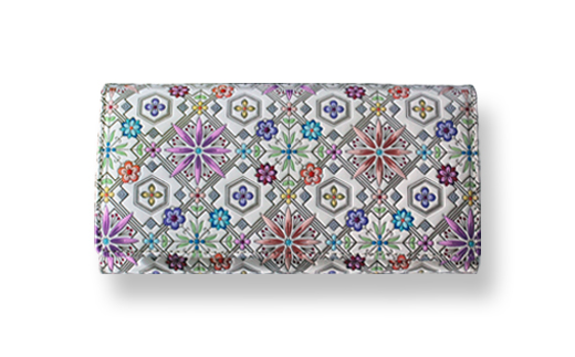 【浅草文庫】かぶせ長財布〈花菱柄〉(カラー：ピンク) ピンク