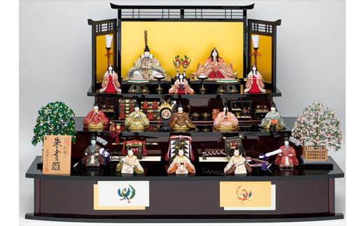 江戸木目込 雛人形 五段15人飾りセット