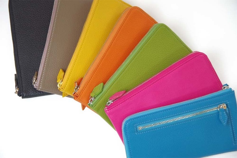 L型ファスナー長札入れ「L字束入」綿袋付 (カラー：ピンク) ピンク