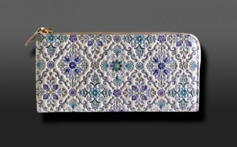 【浅草文庫】L字長財布 オリエント柄(カラー：ブルー) ブルー