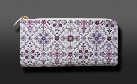 【浅草文庫】L字長財布 オリエント柄(カラー：江戸紫) 江戸紫