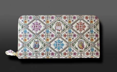 【浅草文庫】ラウンド長財布 ふくろう柄(カラー：サンライズ（ピンク系）) サンライズ（ピンク系）