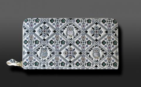 【浅草文庫】ラウンド長財布 ふくろう柄(カラー：サンセット（モノトーン系）) サンセット（モノトーン系）