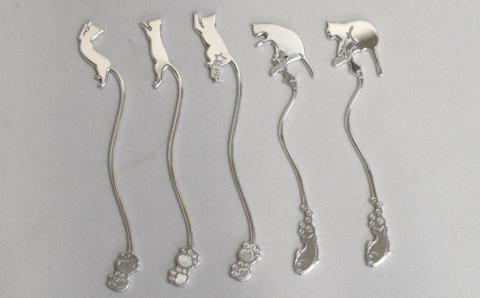 【内藤銀器製作所】銀製 ショートマドラー 5本セット (ねこ)