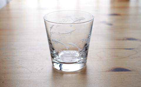 浅草切子 aquatic「Dolphin Fish Spiral オールド」2個セット 化粧箱入り