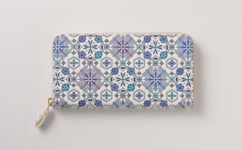 【浅草文庫】ラウンド長財布 花菱柄(カラー：ブルー) ブルー