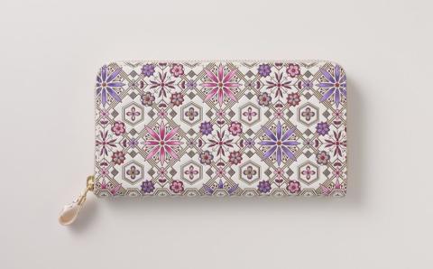 【浅草文庫】ラウンド長財布 花菱柄(カラー：ワイン) ワイン