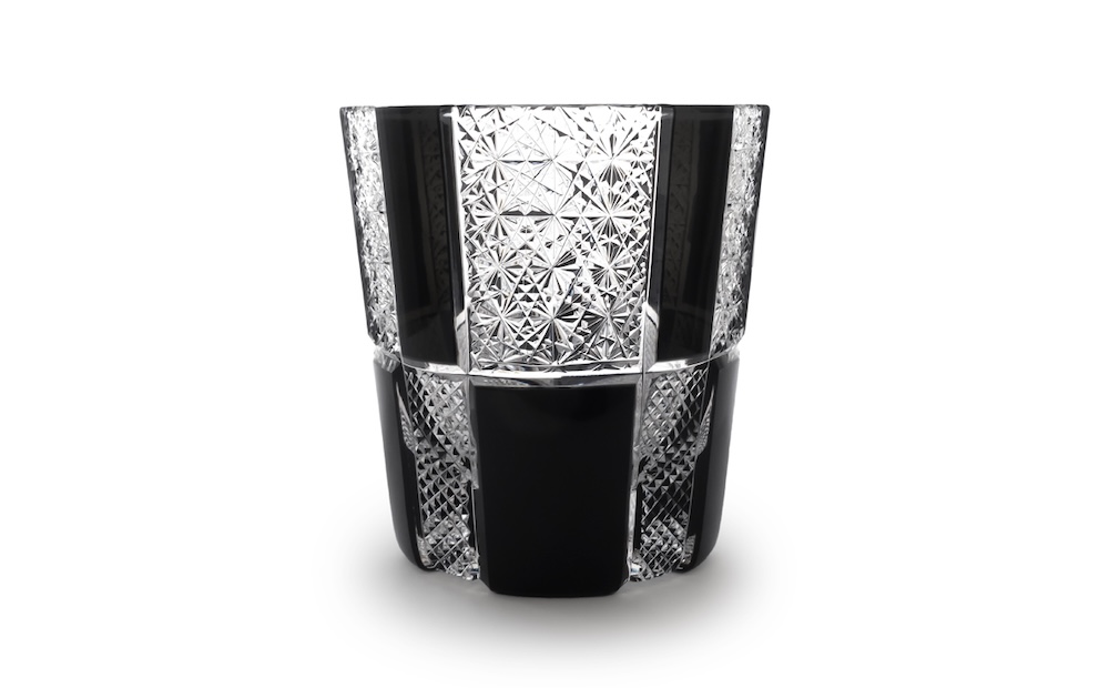 浅草切子 KANA KURITA「モノクロオールド ―菊繋ぎと魚子―」木箱入り