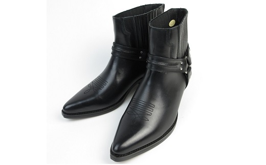 【浅草の靴】テキサスビレッジ 本革ウエスタンブーツ[5535](サイズ：27.5cm、カラー：ブラック) ブラック 27.5cm