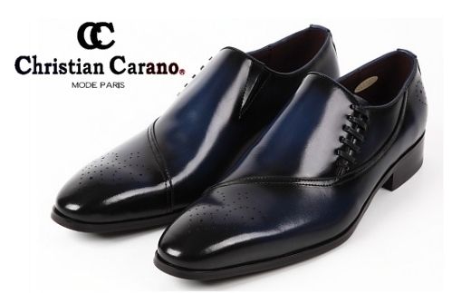 【浅草の靴】クリスチャンカラノ 本革ビジネスシューズ[TK-848](サイズ：24.5cm、カラー：ネイビー) ネイビー 24.5cm