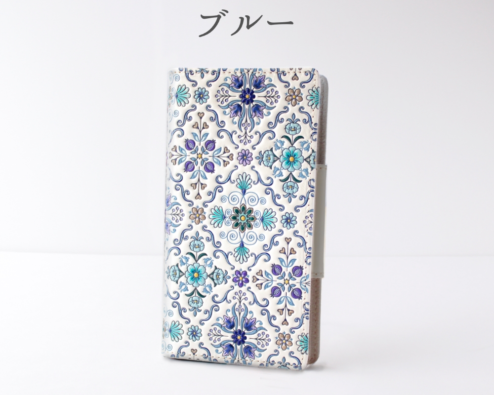 【浅草文庫】スマホケース オリエント柄(カラー：ブルー) ブルー