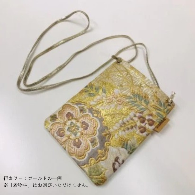 着物スマホポーチ (紐カラー：ゴールド) ゴールド