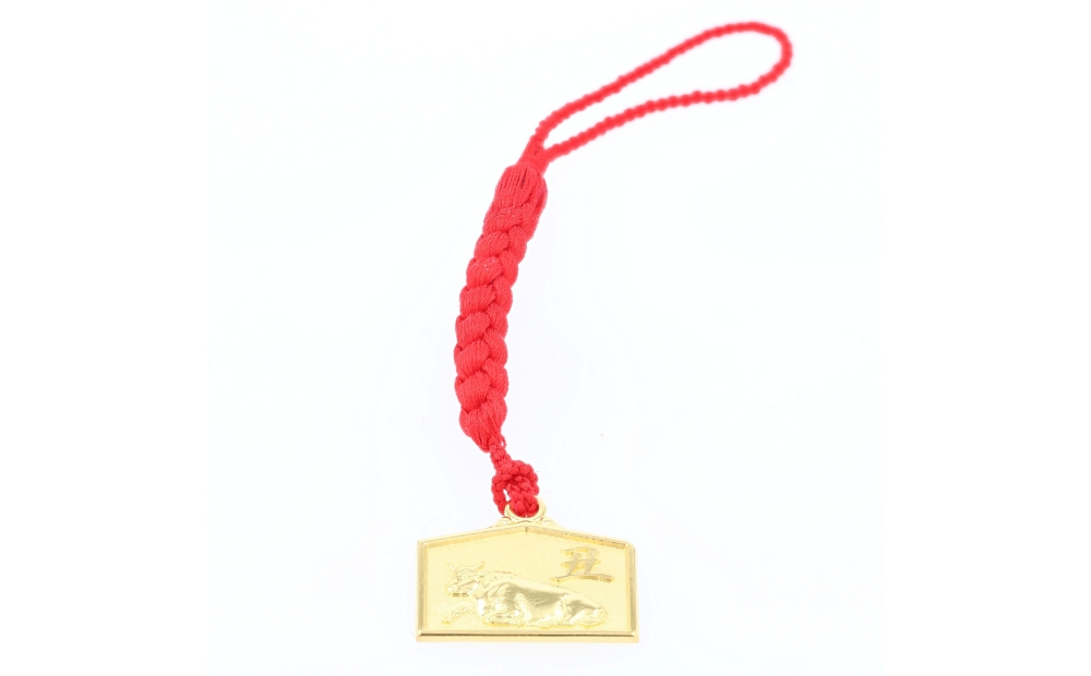 [K18] 干支絵馬根付 (12種) (柄：丑) 柄：丑