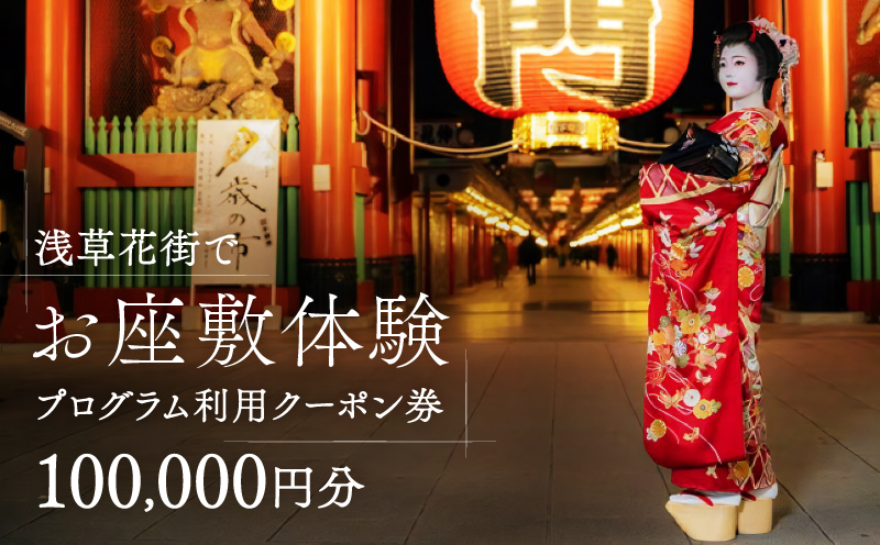 コーディネーター付で安心！浅草花街でお座敷体験プログラム利用クーポン券【100,000円分】