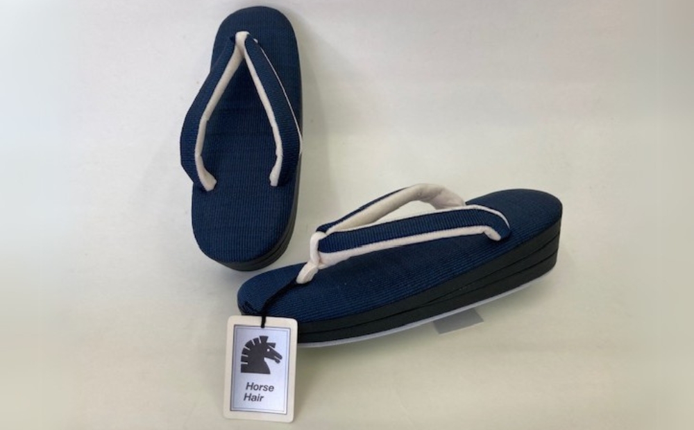 高級ホースヘアー和装草履【婦人】 (サイズ：M、カラー：ネイビー) ネイビー M