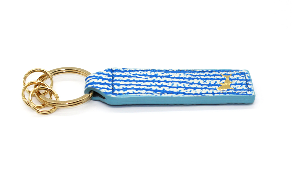 シャーク(サメ革) キーホルダー (カラー：ブルーホワイト) ブルーホワイト