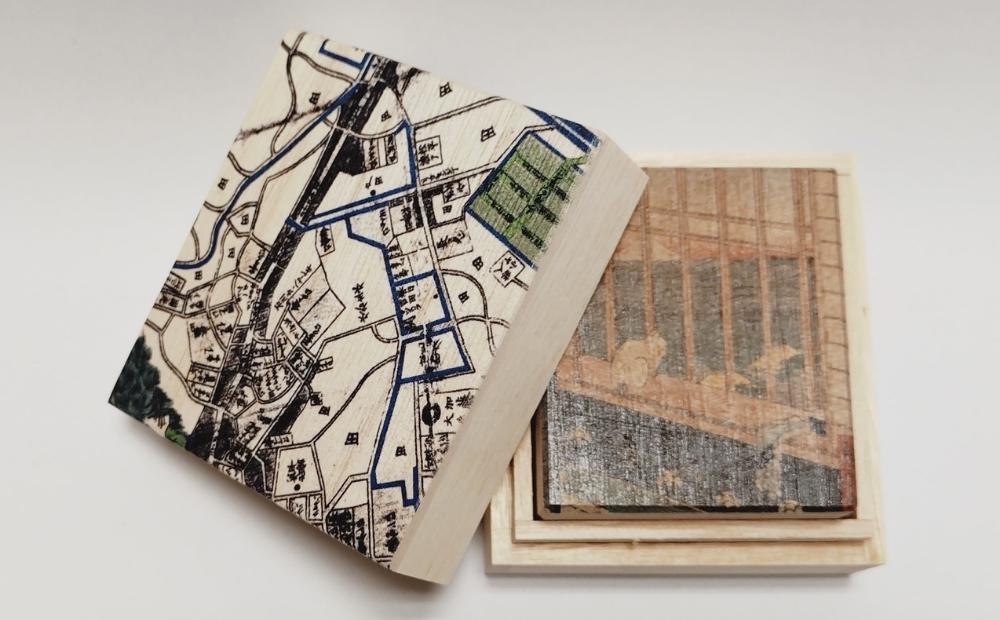 【桐箱(二重箱)】名所江戸水景 [(1)浅草田甫酉の町詣] 1ケ (カラー：黒) 黒