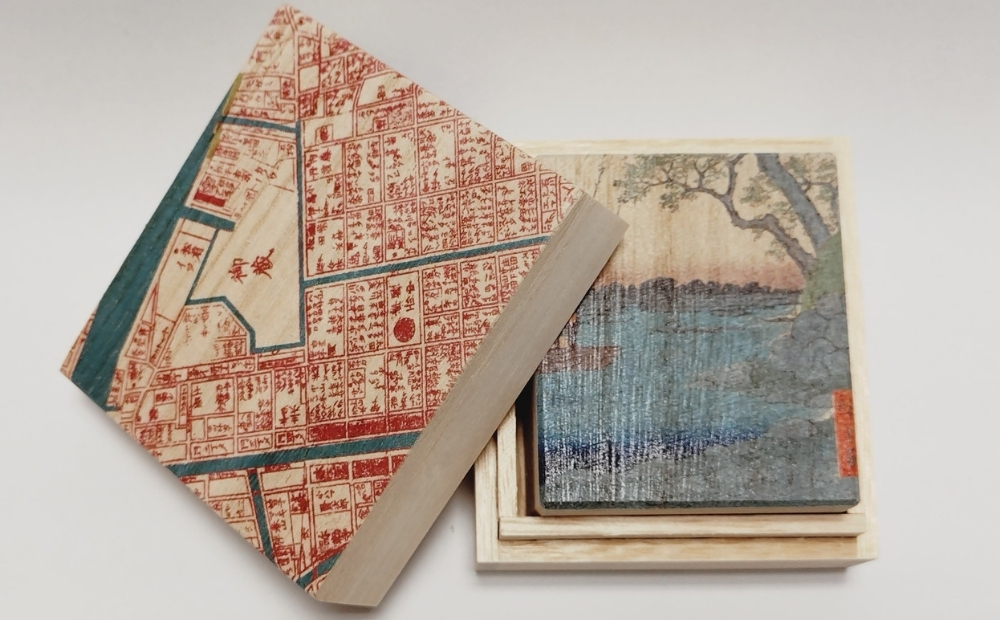 【桐箱(二重箱)】名所江戸水景 [(6)御厩河岸] 1ケ (カラー：ピンク) ピンク