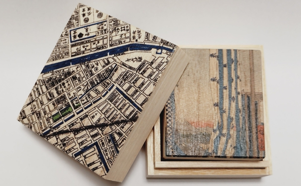 【桐箱(二重箱)】名所江戸水景 [(8)神田紺屋町] 1ケ (カラー：黒) 黒