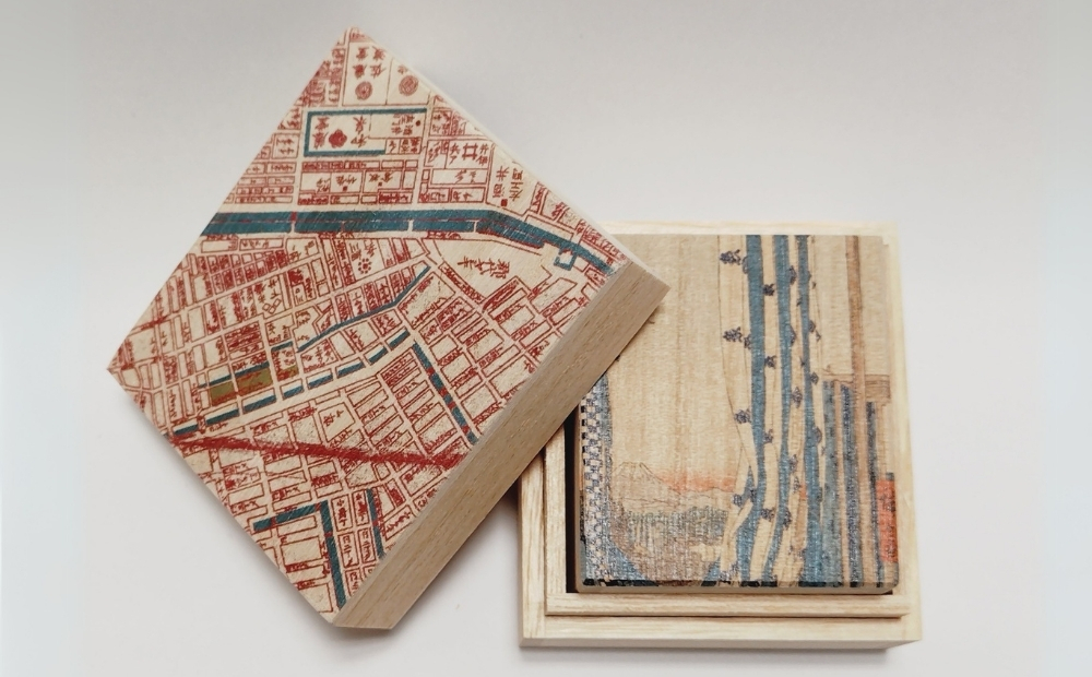 【桐箱(二重箱)】名所江戸水景 [(8)神田紺屋町] 1ケ (カラー：ピンク) ピンク