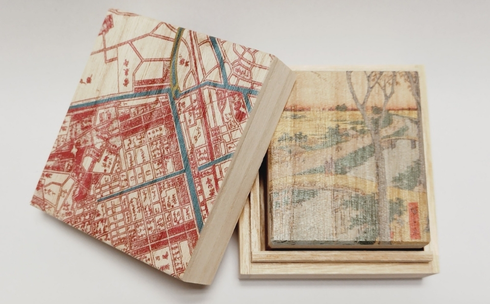 【桐箱(二重箱)】名所江戸水景 [(3)小梅堤] 1ケ (カラー：ピンク) ピンク