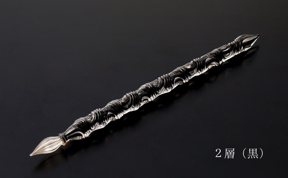 【ガラスペン】オールひねり 軸径10mm (カラー：２層(黒)) ２層(黒)