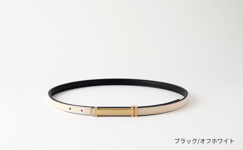 [bell la bell] リバーシブル細ベルト (カラー：ブラック/オフホワイト) ブラック/オフホワイト