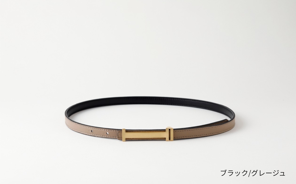 [bell la bell] リバーシブル細ベルト (カラー：ブラック/グレージュ) ブラック/グレージュ
