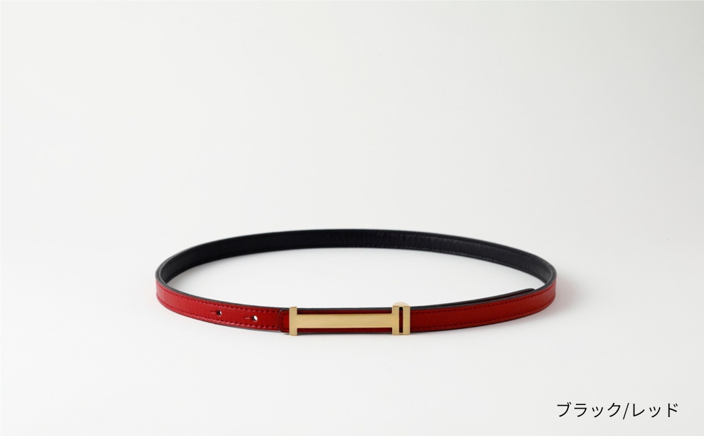 [bell la bell] リバーシブル細ベルト (カラー：ブラック/レッド) ブラック/レッド