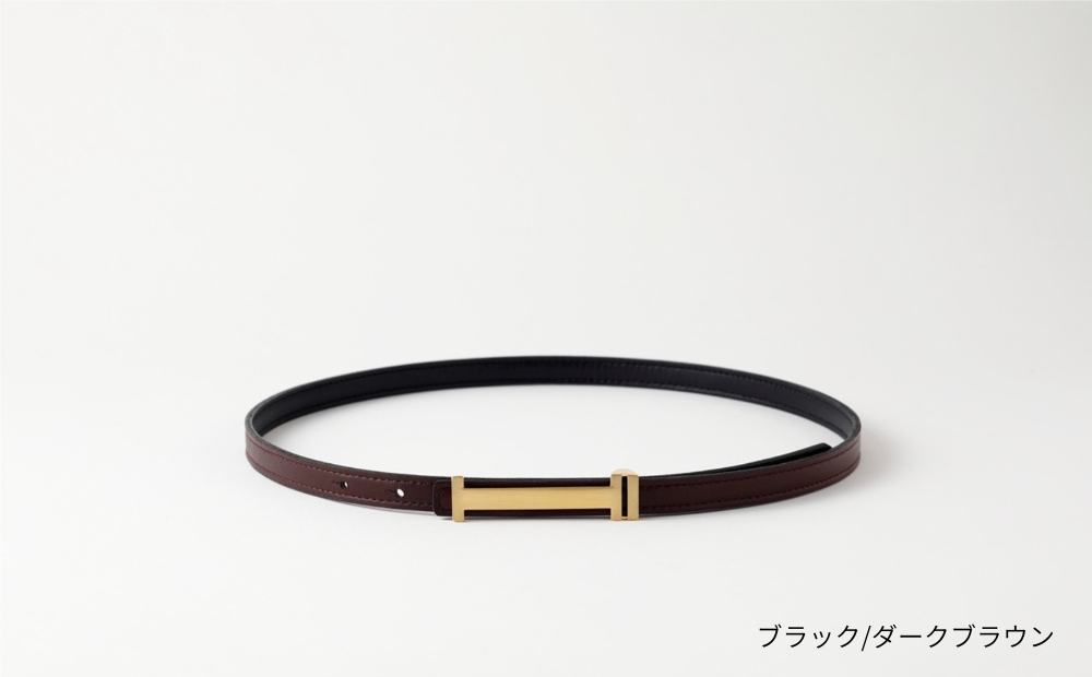 [bell la bell] リバーシブル細ベルト (カラー：ブラック/ダークブラウン) ブラック/ダークブラウン