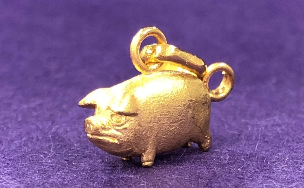 [K24] 純金製根付 とんとん拍子