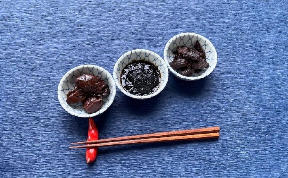 期間限定【柳ばし小松屋】3個入り詰め合わせ（かき佃煮・生のり佃煮・一と口あなご）