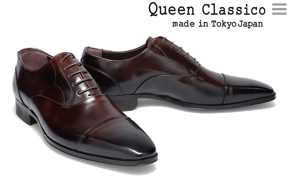 クインクラシコ 革靴 25004S〈ダークブラウン〉 (サイズ：27.0cm) 紳士靴 幅広 甲高 ビジネスシューズ ストレートチップ フォーマル レベルソ仕上げ 牛革 ダークブラウン 27.0cm