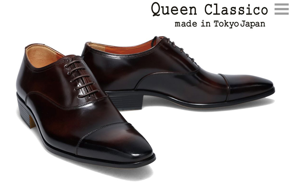 クインクラシコ 革靴 17001 (カラー：ダークブラウン、サイズ：27.0cm) ビジネスシューズ 本革 ストレートチップ 幅広 甲高  キャップトゥ 牛革 フォーマル ダークブラウン 27.0cm