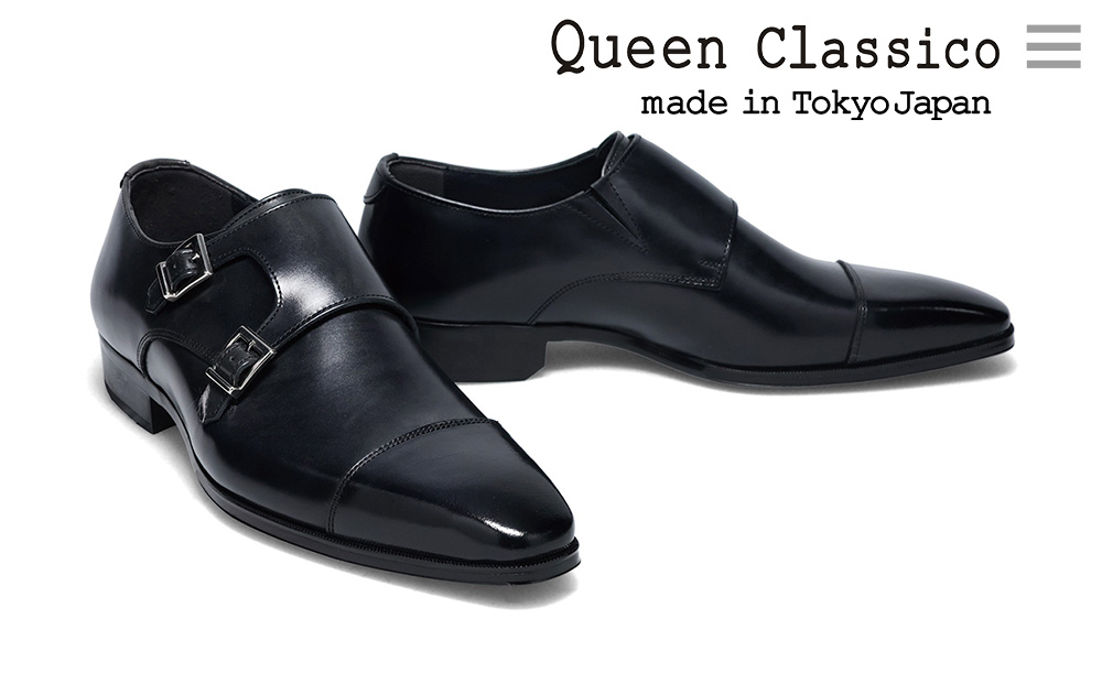 クインクラシコ 革靴 25010 (サイズ：27.5cm) ビジネスシューズ 本革 モンクストラップ 幅広 甲高  ダブルモンク 牛革 フォーマル 27.5cm