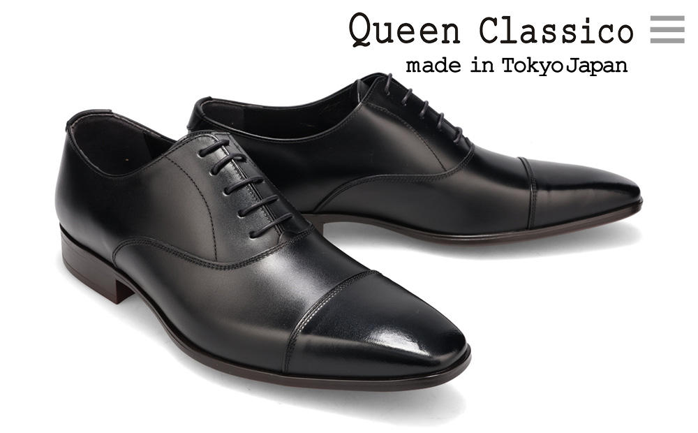 クインクラシコ 革靴 26001 (サイズ：25.0cm) ビジネスシューズ 本革 ストレートチップ 幅広 甲高  キャップトゥ 牛革 フォーマル 冠婚葬祭 25.0cm