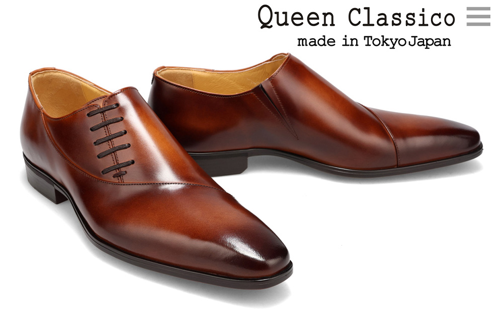 クインクラシコ 革靴 62002 (カラー：ブラウン、サイズ：27.0cm) ビジネスシューズ 本革 サイドレース エラスティック スリッポン 牛革 フォーマル ブラウン 27.0cm