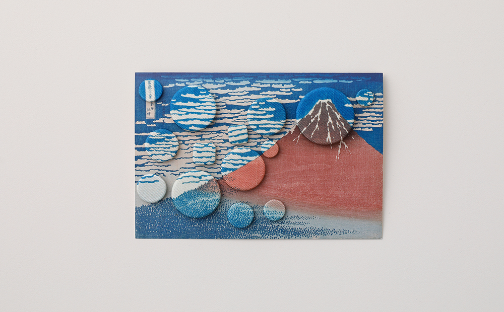 浮世絵くるみボタン 凱風快晴 (赤富士)