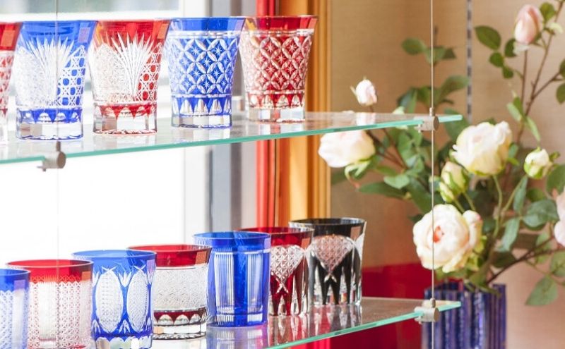 江戸切子 ヒロタグラスクラフト 藍 乾杯グラス 七宝繋ぎ紋切子 切子 グラス 工芸品 伝統工芸 酒器 民芸品　【 墨田区 】