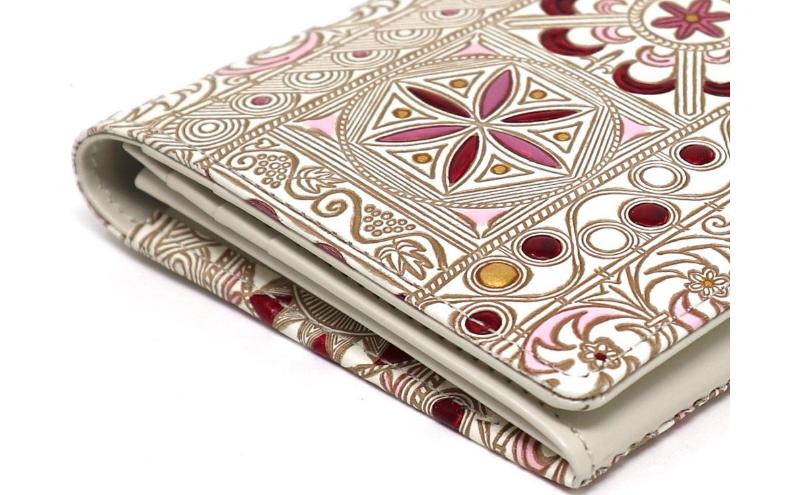 【文庫屋大関】束入れ 錦紗＜ピンク＞【皮革工芸品】 財布 お札 お札入れ 長財布 カード 小銭 牛革 手作り 日本製 墨田区 東京都