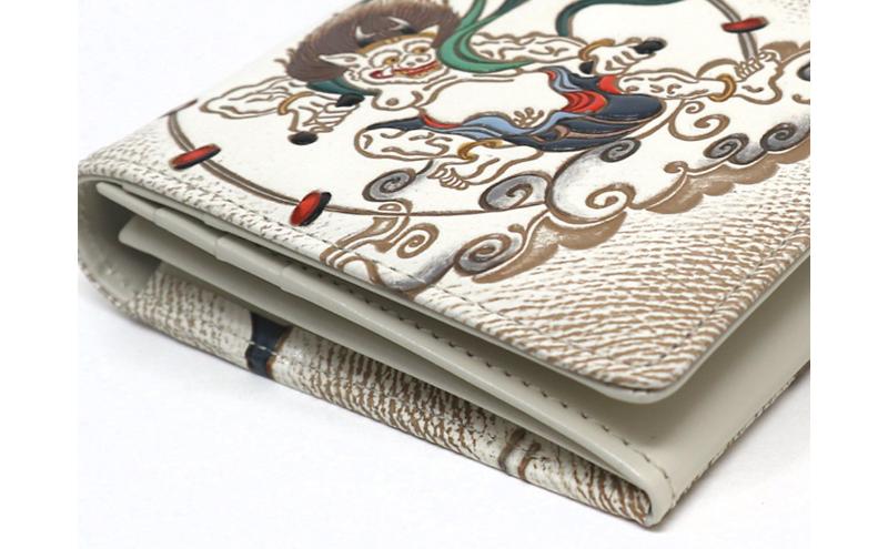 【文庫屋大関】束入れ 風神雷神【皮革工芸品】 財布 お札 お札入れ 長財布 カード 小銭 牛革 手作り 日本製 墨田区 東京都