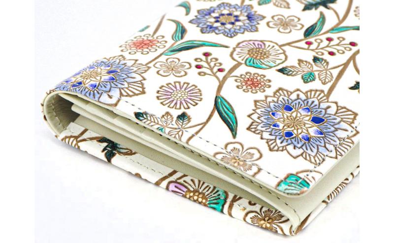 【文庫屋大関】束入れ ダリア＜コバルトブルー＞【皮革工芸品】 財布 お札 お札入れ 長財布 カード 小銭 牛革 手作り 日本製 墨田区 東京都