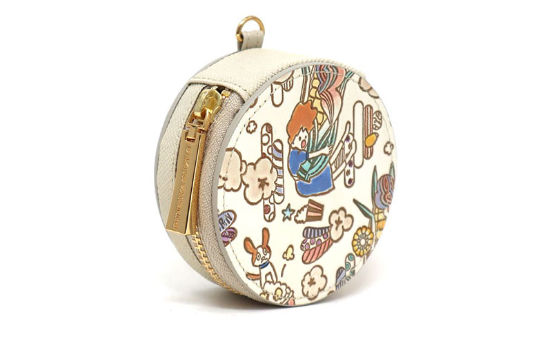 【文庫屋大関】マカロンポーチ 恋するもろこしガール【皮革工芸品】 ポーチ ミニポーチ 小物入れ アクセサリー入れ イヤホン入れ 収納 保管ケース 手のひらサイズ  本革 革 皮革 工芸品 工芸 雑貨 ギフト プレゼント 日本製 東京