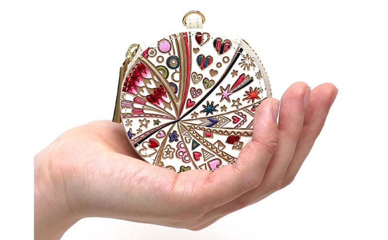 【文庫屋大関】マカロンポーチ グロッシーハート【皮革工芸品】 ポーチ ミニポーチ 小物入れ アクセサリー入れ イヤホン入れ 収納 保管ケース 手のひらサイズ  本革 革 皮革 工芸品 工芸 雑貨 ギフト プレゼント 日本製 東京